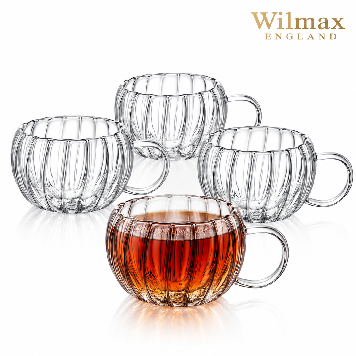 Wilmax Doppelwandiger Thermobecher 300 ml 4er-Set Transparent