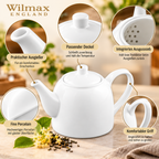 Wilmax Kaffee- und Teekanne mit integriertem Ausgusssieb 900 ml Weiß aus Porzellan