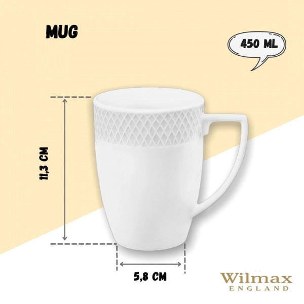 Wilmax WL-880119/2C Porzellan Becher, Weiss, 450mL Kapazität, 2 Stück