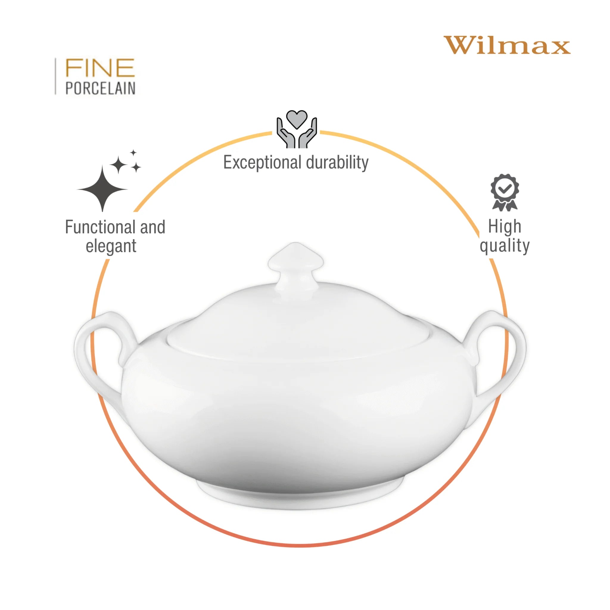 Wilmax Suppenterrine mit Deckel 2800 ml Weiß aus Porzellan