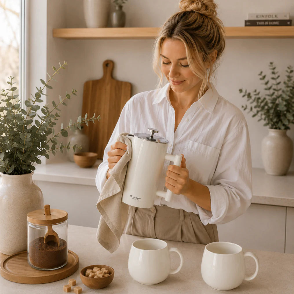 Wilmax French Press 1000 ml aus Edelstahl