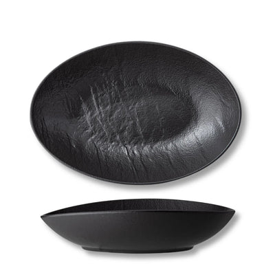 Wilmax Ovale Servierschale 25 × 16,5 × 6 cm Schwarz aus Porzellan