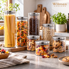 Wilmax Vorratsglas 1800 ml mit Edelstahldeckel Transparent