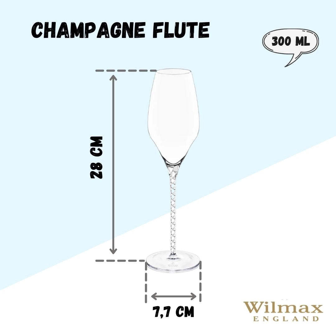 Wilmax Champagnerflöte 300 ml Kristallglas Transparent 2er Set WL-888104/2C