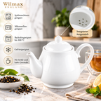 Wilmax Kaffee- und Teekanne mit integriertem Ausgusssieb 850 ml Weiß aus Porzellan