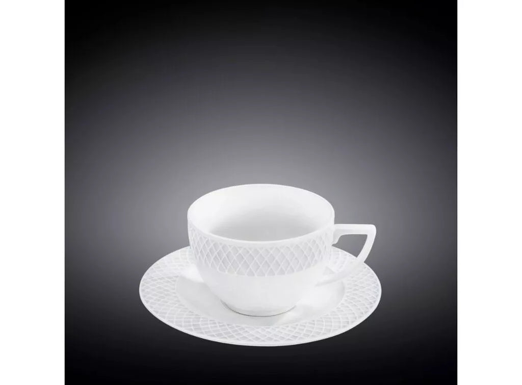 Wilmax Tasse mit Untertasse 170 ml 6er-Set Weiß aus Porzellan