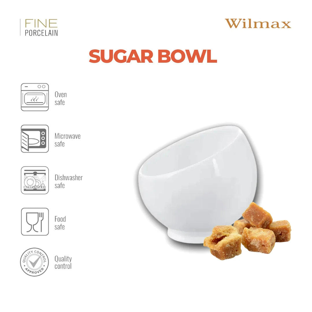 Wilmax Zuckerschale 8,5 × 9 cm 6er-Set Weiß aus Porzellan