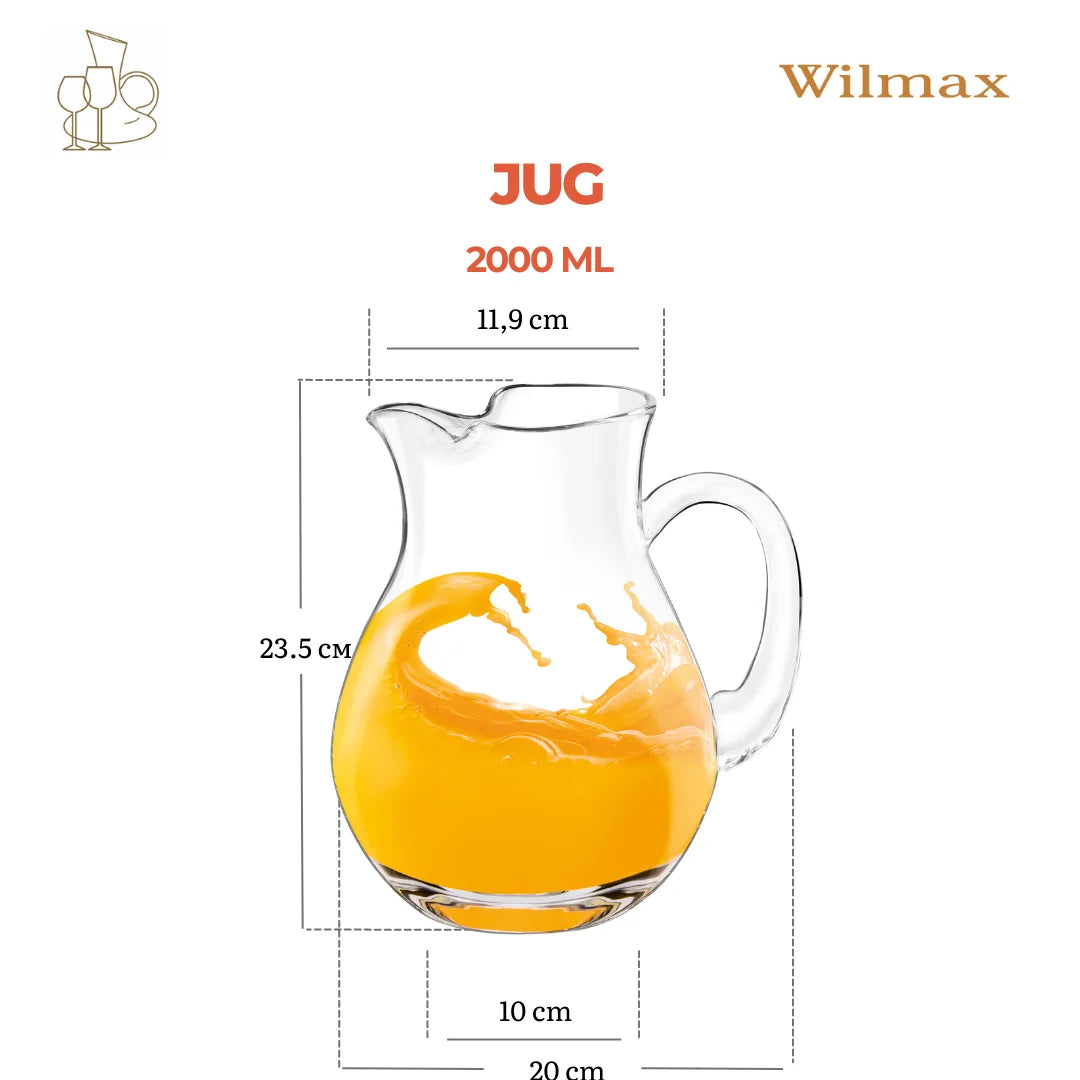 Wilmax Krug 2000 ml Transparent aus Wilmax Crystalline-Serie