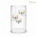 Wilmax Teelichthalter für 3 Teelichter 20 cm Transparent aus Glas