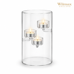 Wilmax Teelichthalter für 3 Teelichter 20 cm Transparent aus Glas