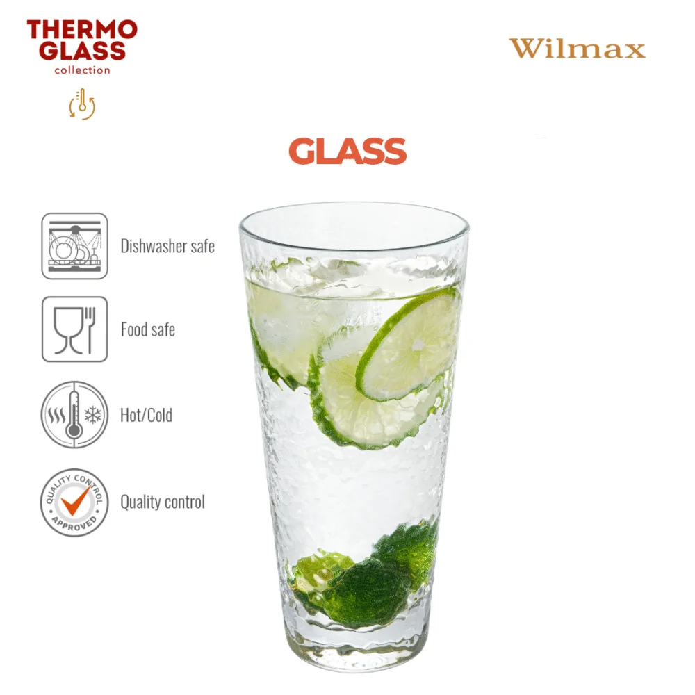 Wilmax Gehämmertes Glas 450 ml Transparent aus Borosilikatglas