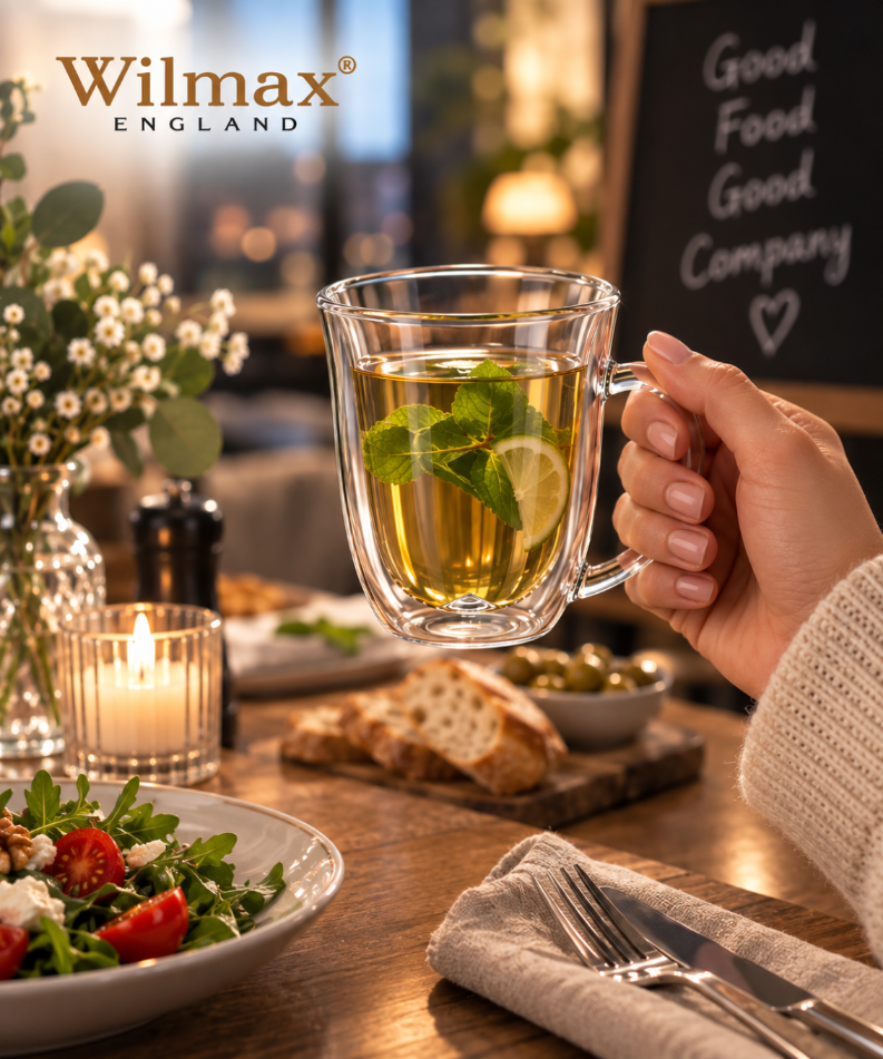 Wilmax Doppelwandiger Becher 400 ml 2er-Set Transparent