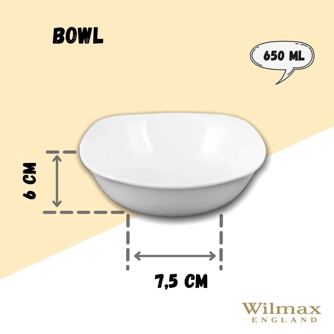 Wilmax Schale 650 ml 16.5 x 16.5 cm aus Porzellan, Weiß WL-992001/A