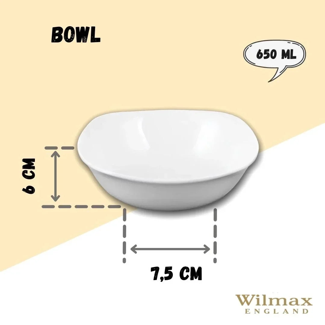 Wilmax Schale 650 ml 16,5 × 16,5 cm Weiß aus Porzellan