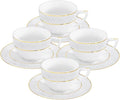 Wilmax Tasse mit Untertasse 240 ml 4er-Set Weiß mit goldfarbenem Dekor aus Porzellan