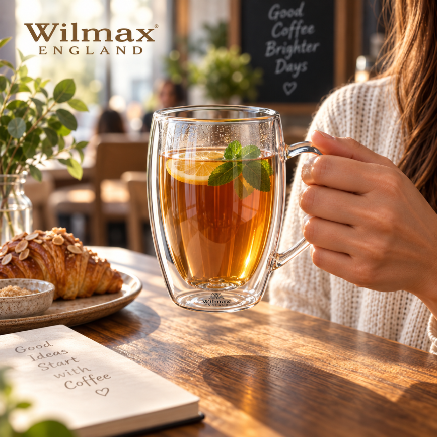 Wilmax Doppelwandiger Thermobecher 500 ml 4er-Set Transparent