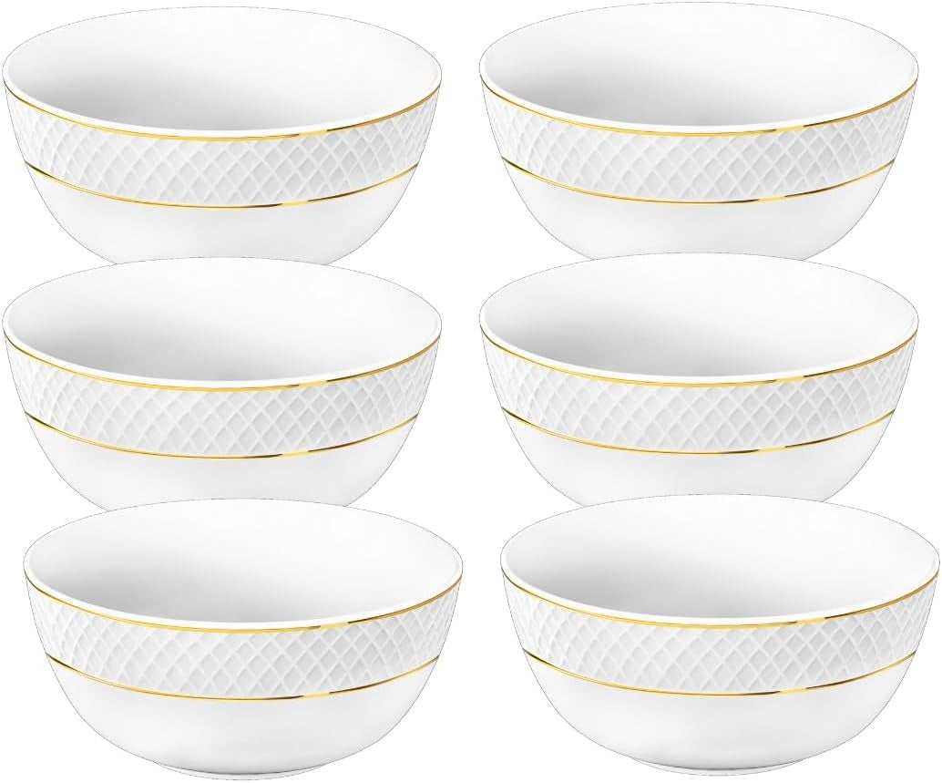 Wilmax Schale 12 cm 6er-Set Weiß mit Goldrand aus Porzellan