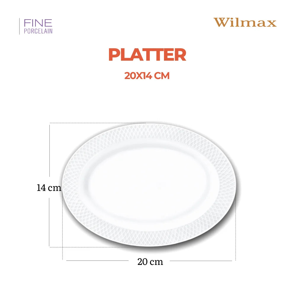 Wilmax Ovale Servierplatte 20 × 14 cm Weiß aus Porzellan