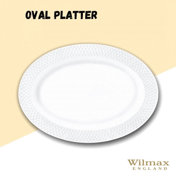 Wilmax WL-880103/1C Porzellan Ovale Platte, Weiss, 35cm Länge, 25cm Breite