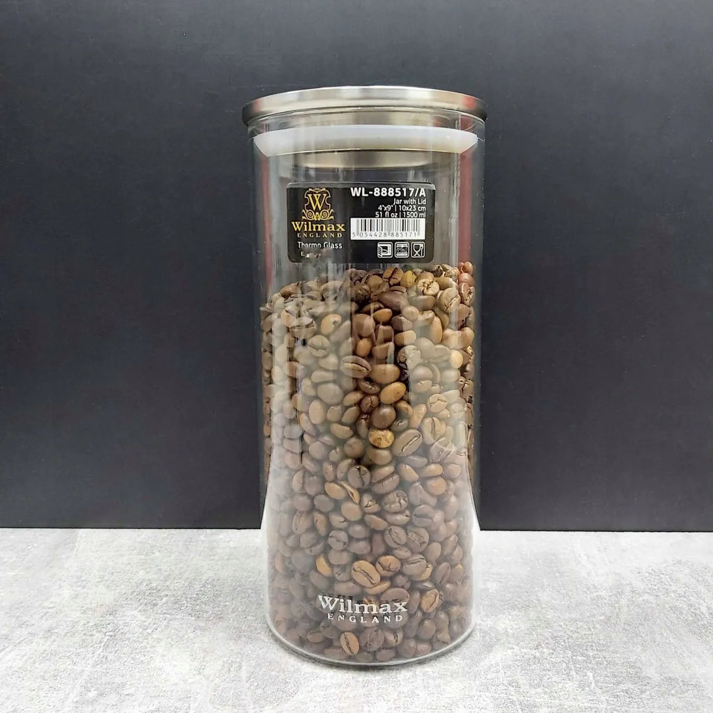 Wilmax Vorratsglas 1800 ml mit Edelstahldeckel Transparent