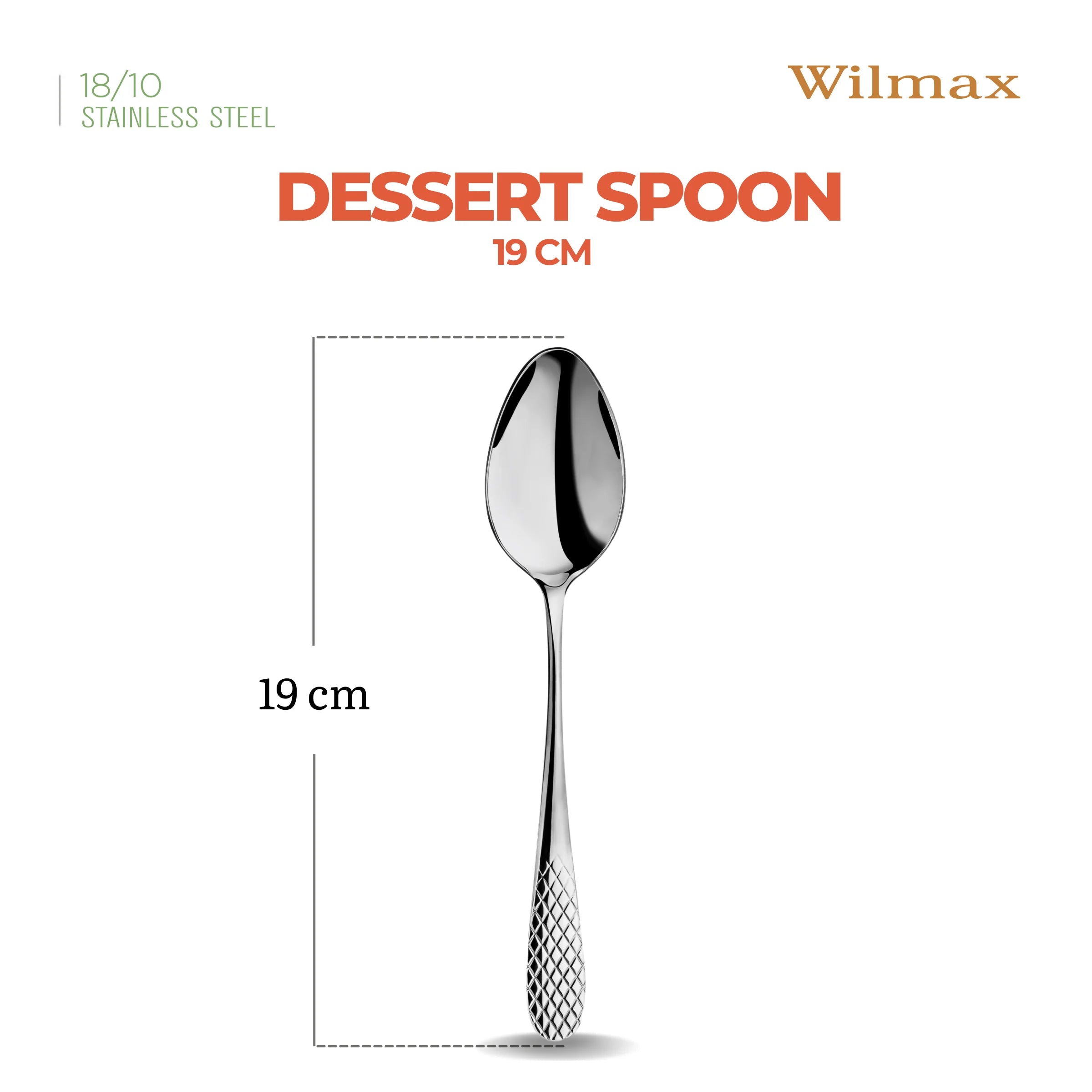 Wilmax Dessertlöffel 19 cm 6er-Set Silber aus Edelstahl
