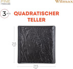 Wilmax Quadratische Servierplatte 21,5 × 21,5 cm 3er-Set Schwarz aus Porzellan