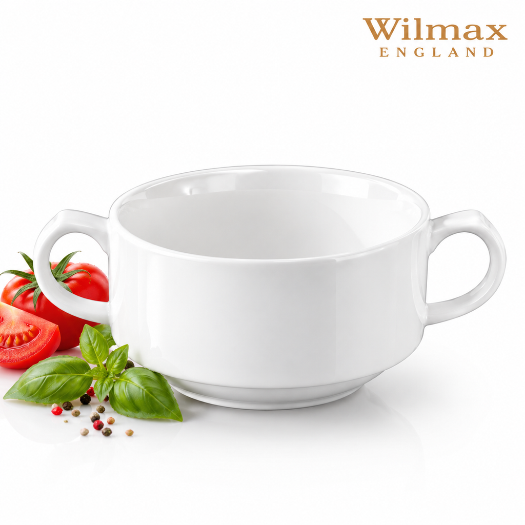 Wilmax Suppentasse 350 ml 4er-Set Weiß aus Porzellan