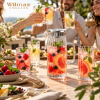 Wilmax Krug 1500 ml mit Edelstahldeckel Transparent aus Thermoglas