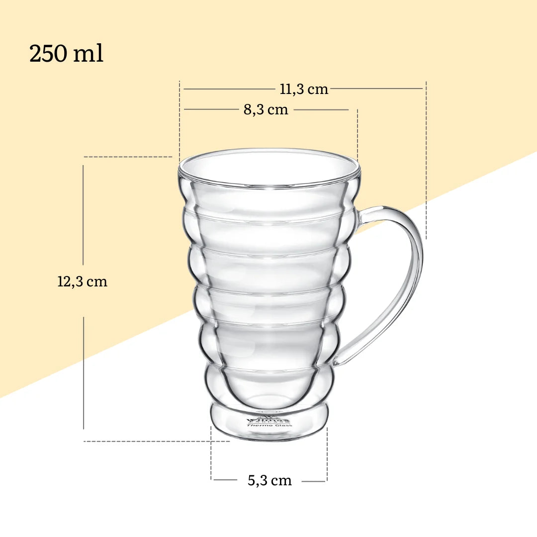 Wilmax Doppelwandiger Thermobecher 250 ml Transparent aus Glas