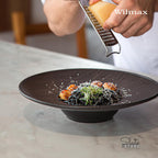 Wilmax Tiefer Teller 27 cm 250 ml 2er-Set Schwarz aus Porzellan
