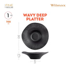 Wilmax Gewellte Servierplatte 30 cm 700 ml Schwarz aus Porzellan