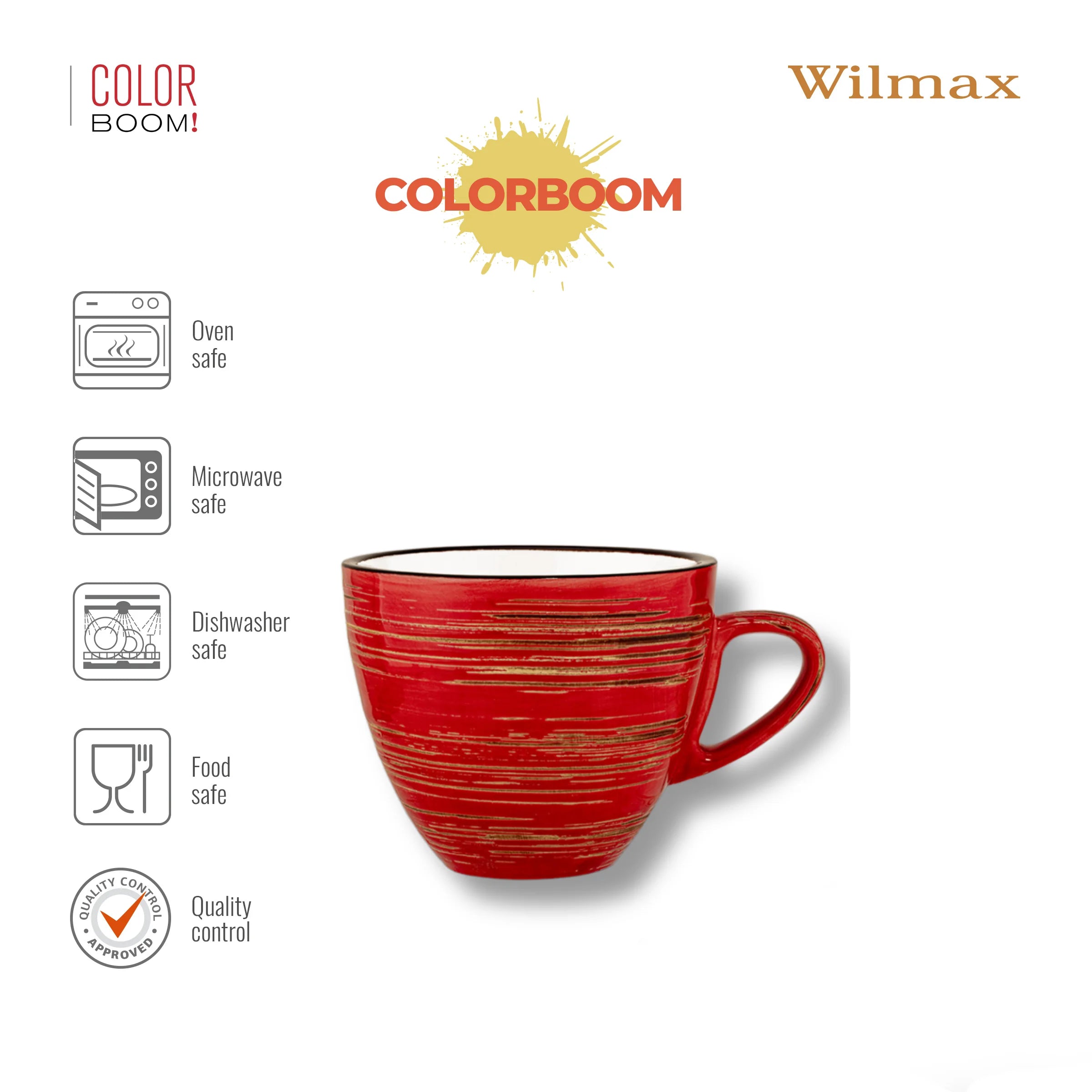 Wilmax Tasse 300 ml Rot aus Porzellan