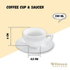 Wilmax Tasse mit Untertasse 240 ml Weiß Porzellan WL-880105/AB