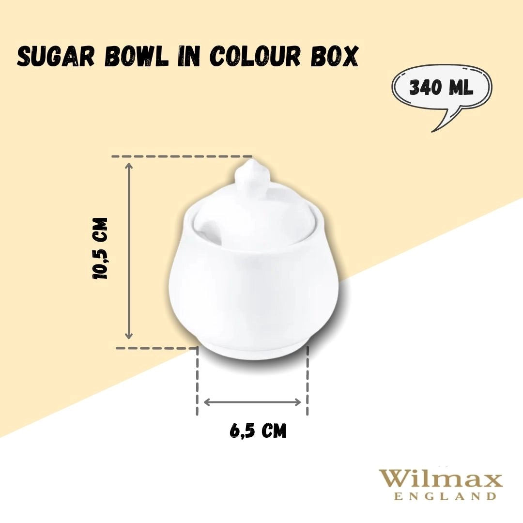 Wilmax Zuckerschüssel – 340 ml – Weißes Porzellan – Klassisches Design – WL-995019/1C