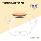 Wilmax Teekanne 950 ml Thermoglas Federfilter Bambusdeckel WL-888810/A