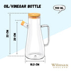 Wilmax Ölflasche 900 ml Glas mit Ausgießer und Filter WL-888958/A