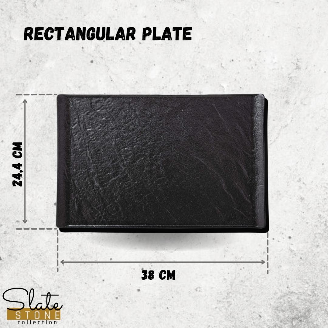 Wilmax Servierplatte 38 × 24,5 cm Schwarz aus Porzellan