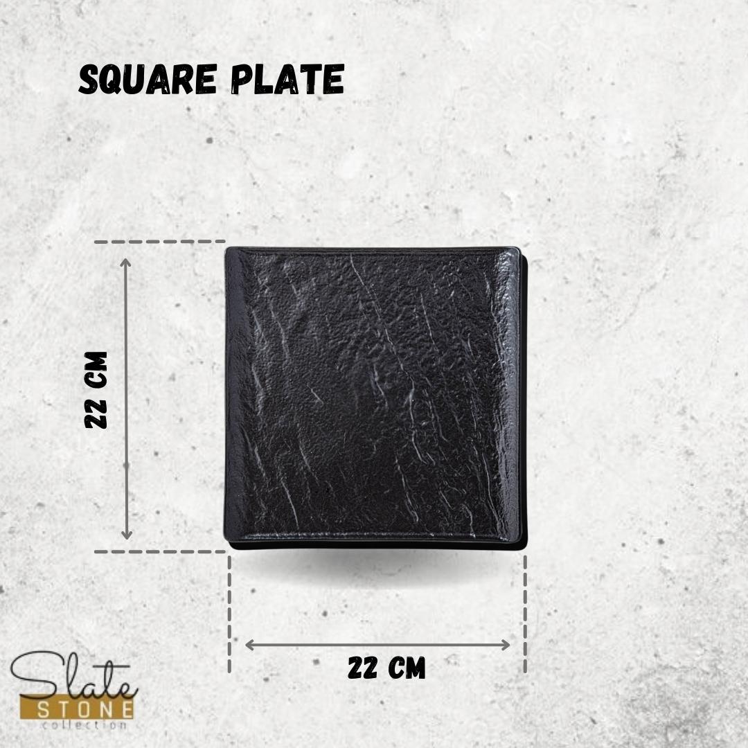 Wilmax Quadratische Servierplatte 21,5 × 21,5 cm Schwarz aus Porzellan