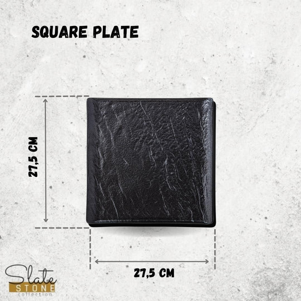 Wilmax Quadratische Platte 27 x 27 cm 2er Set SlateStone Schwarz WL-661107/A2