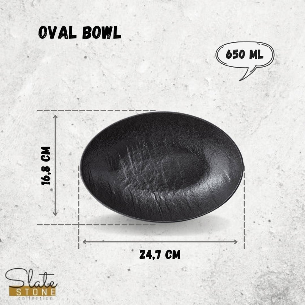 Wilmax Ovale Schale 25 x 16.5 x 6 cm 2er Set SlateStone Schwarz WL-661120/A2