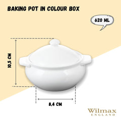 Wilmax Auflaufform mit Deckel, 620 ml, Porzellan, WL-997015/1C