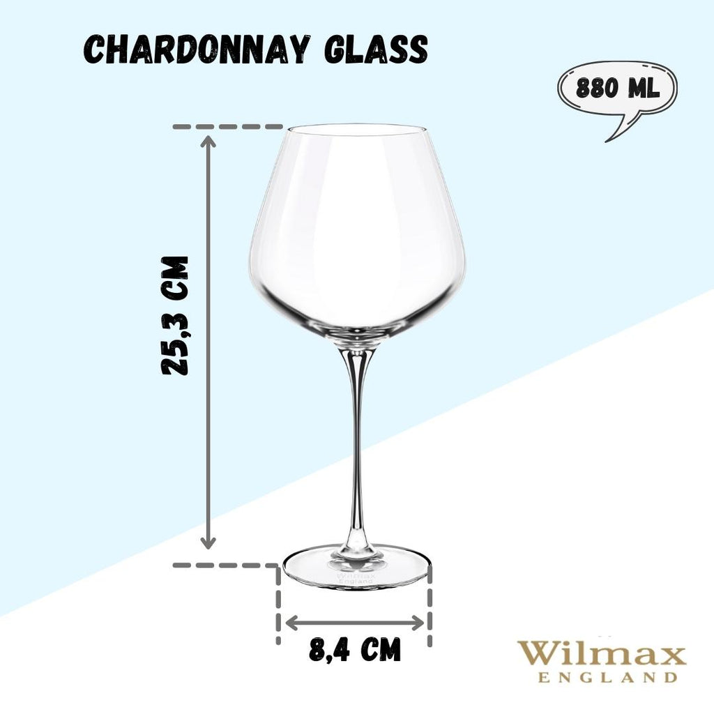 Wilmax Chardonnay Weinglas 880 ml Kristallglas Transparent 2er Set WL-888055/2C