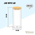 Wilmax Vorratsglas 1500 ml mit Bambusdeckel 2er Set WL-888507/A2