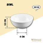 Wilmax Schale 11 cm 300 ml aus Porzellan, Weiß WL-992564/A