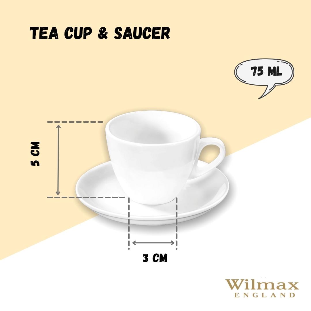 Wilmax Espressotasse mit Untertasse 75 ml Weiß aus Porzellan