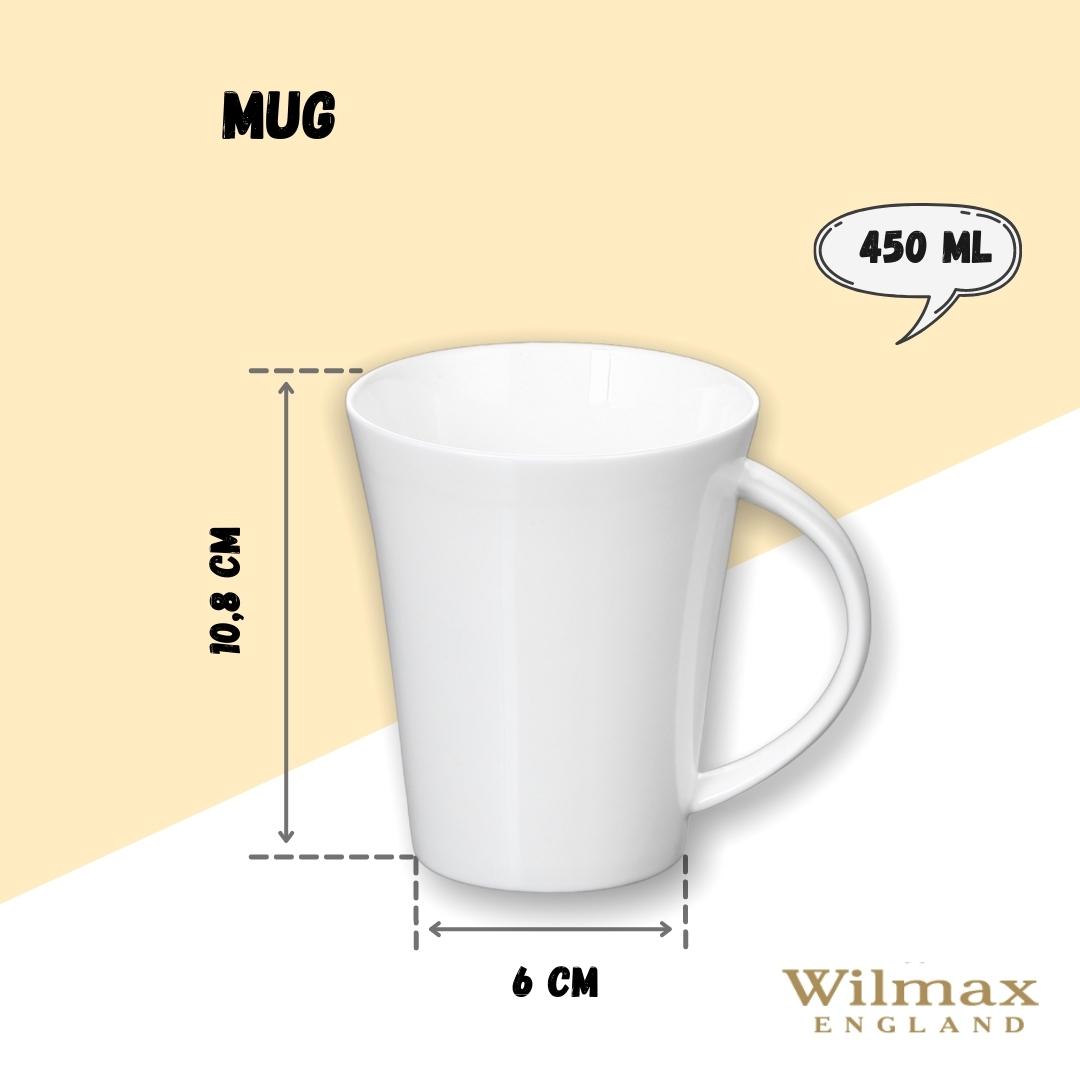 Wilmax Tasse 380 ml Weiß Porzellan für Kaffee und Tee WL-993012/A