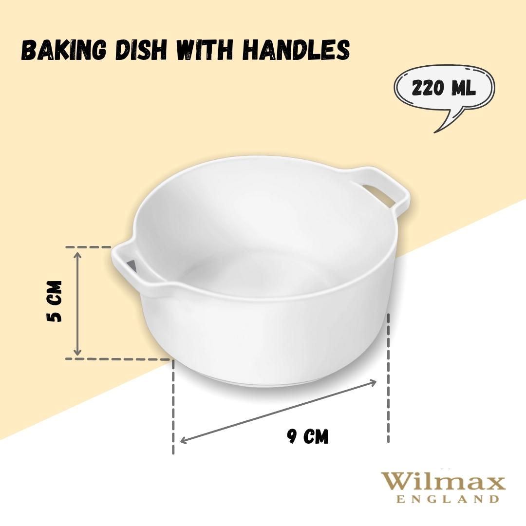 Wilmax Backform mit Griffen, 220 ml, Porzellan, WL-997033/A
