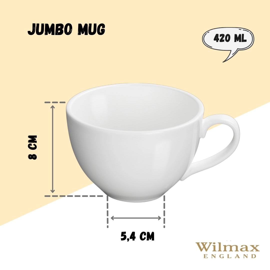 Wilmax Jumbo Becher 420 ml Weiß Porzellan Olivia WL-993038/A