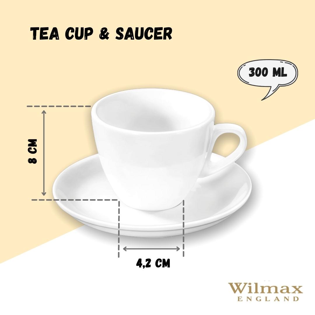 Wilmax Teetasse mit Untertasse 300 ml Weiß Porzellan WL-993176/AB