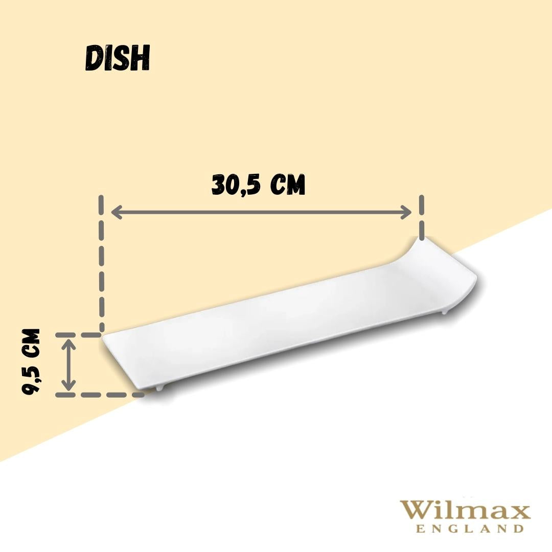 Wilmax Servierplatte 30,5 × 9,5 cm Weiß aus Porzellan